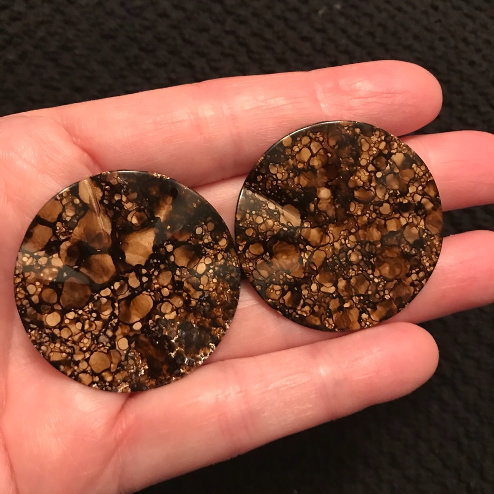 Vintage 80's Enamel Tie-Dyed Wavy Earrings Retro